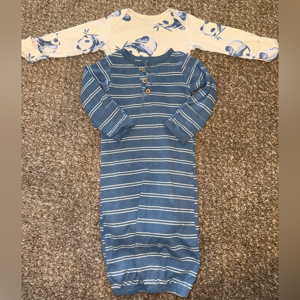Carter's Blue Striped & panda print Newborn sleeper